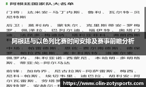 阿根廷与以色列比赛时间安排及赛事前瞻分析
